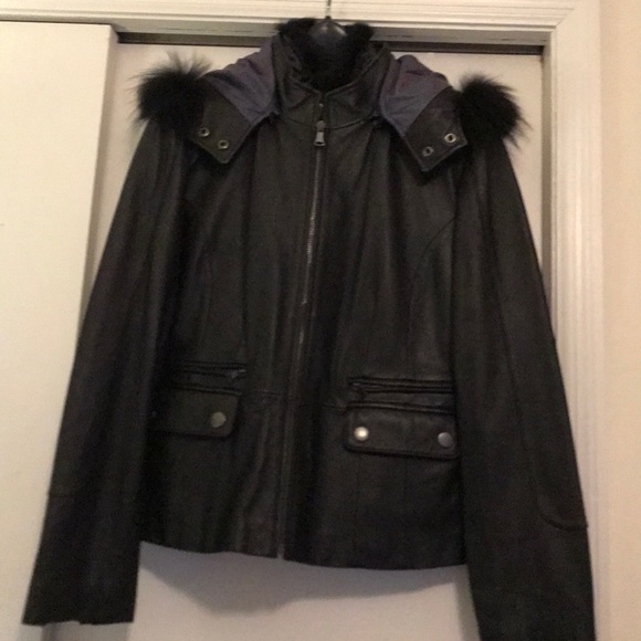 Alexander Julian Jackets & Blazers - Black leather and fur lined 2 piece jacket